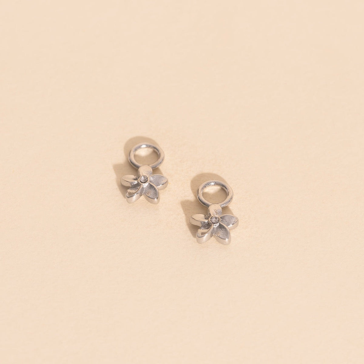 Plumeria Flower Huggie Hoop Charms