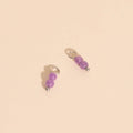 Lavender Bead Drop Huggie Hoop Charms 3