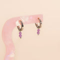 Lavender Bead Drop Huggie Hoop Charms 5
