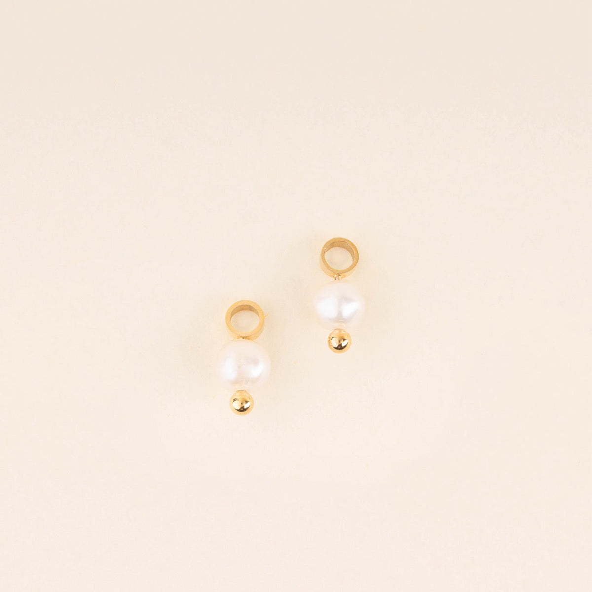 Natural Pearl Huggie Hoop Charms