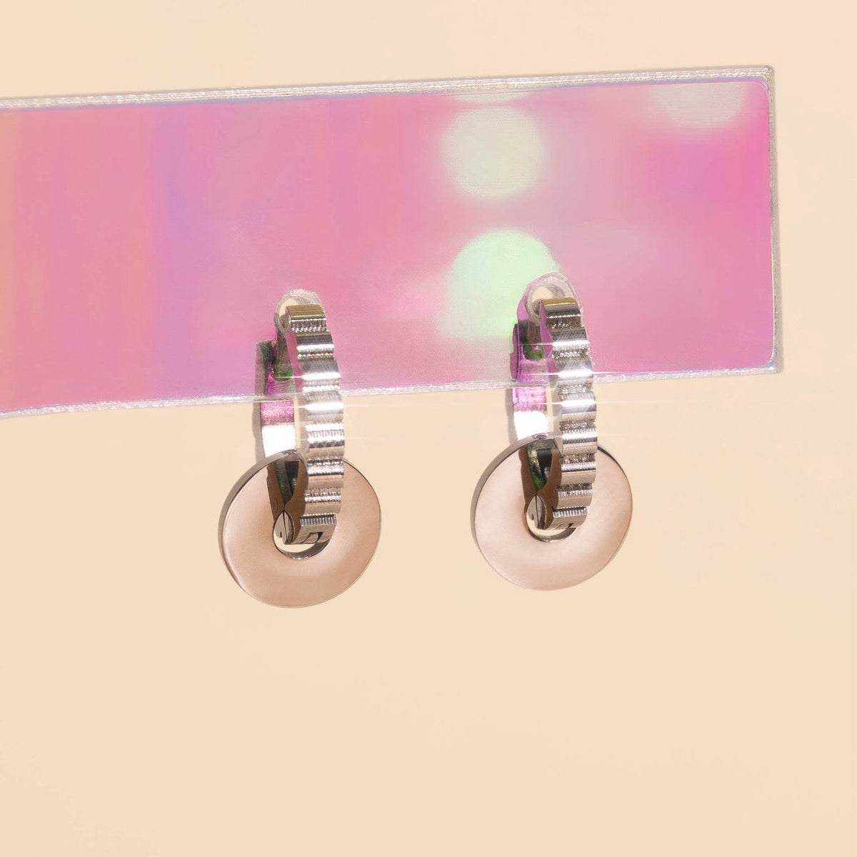 Disc Rounded Huggie Hoop Charms