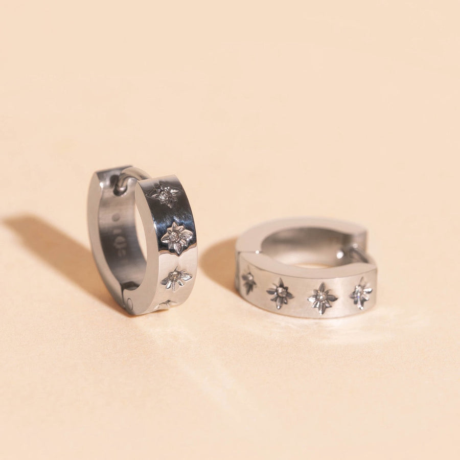 Starburst Chunky Huggie Hoop Earrings