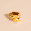 Flower Chunky Huggie Hoop Earrings 7