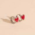 Red Heart 3D Huggie Hoop Earrings 1