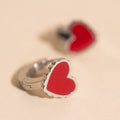 Red Heart 3D Huggie Hoop Earrings 3