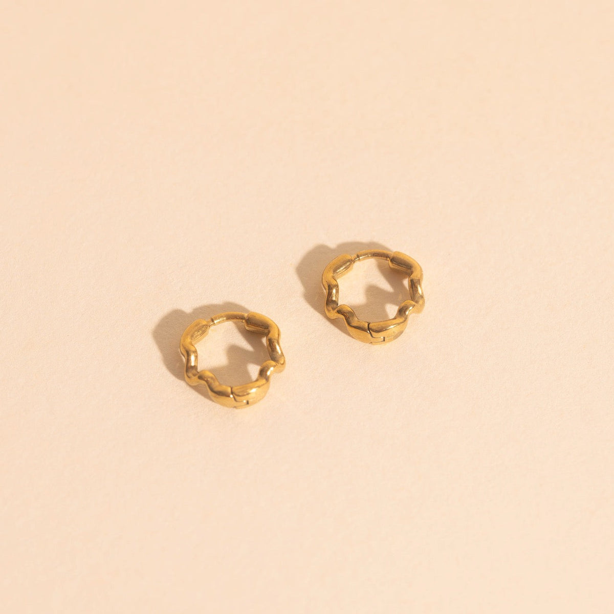 Squiggly Rounded Huggie Hoop Earrings