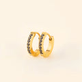 Black Gem Huggie Hoop Earrings 1