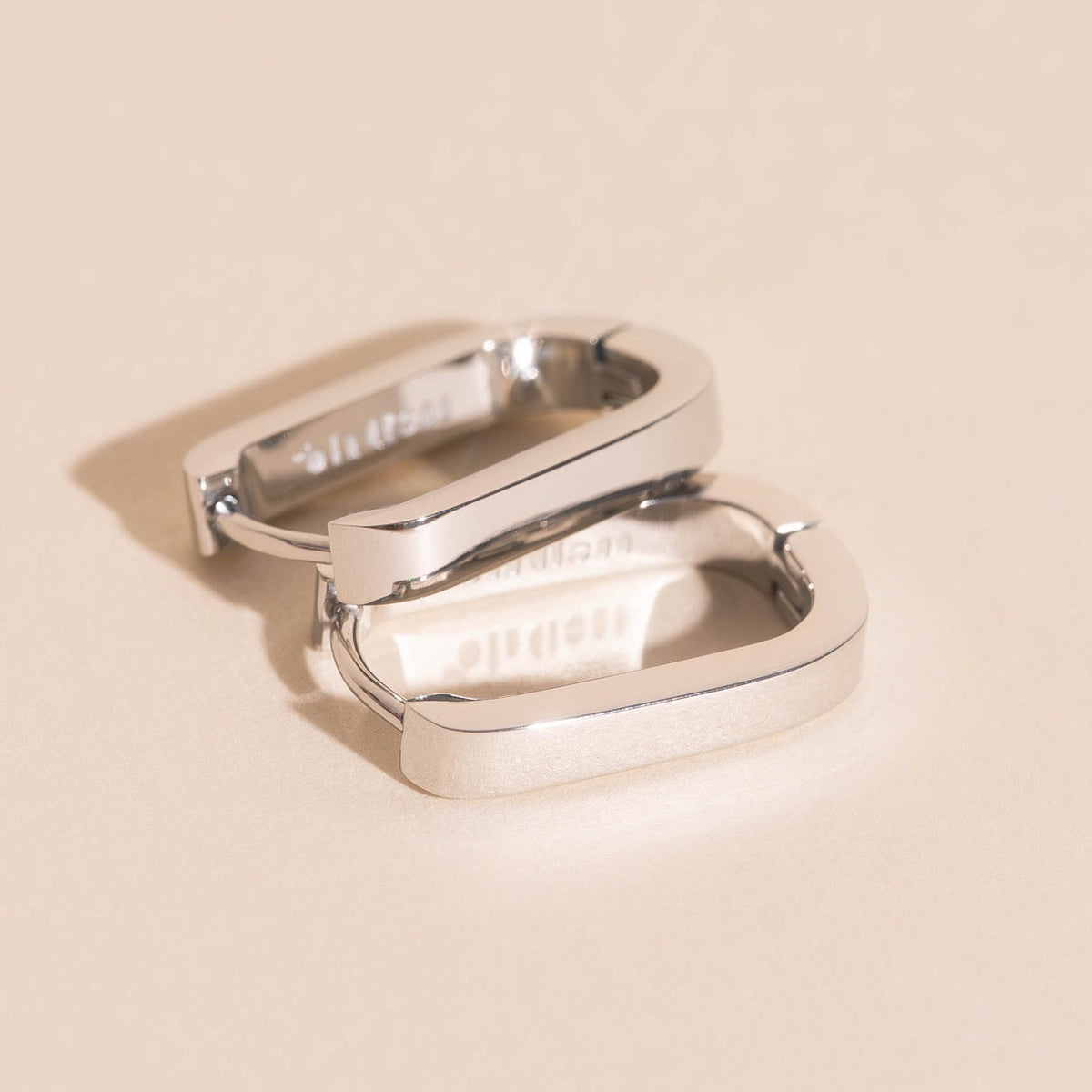 Titanium Smooth Oblong Huggie Hoop Earrings - FeatherTUFF™