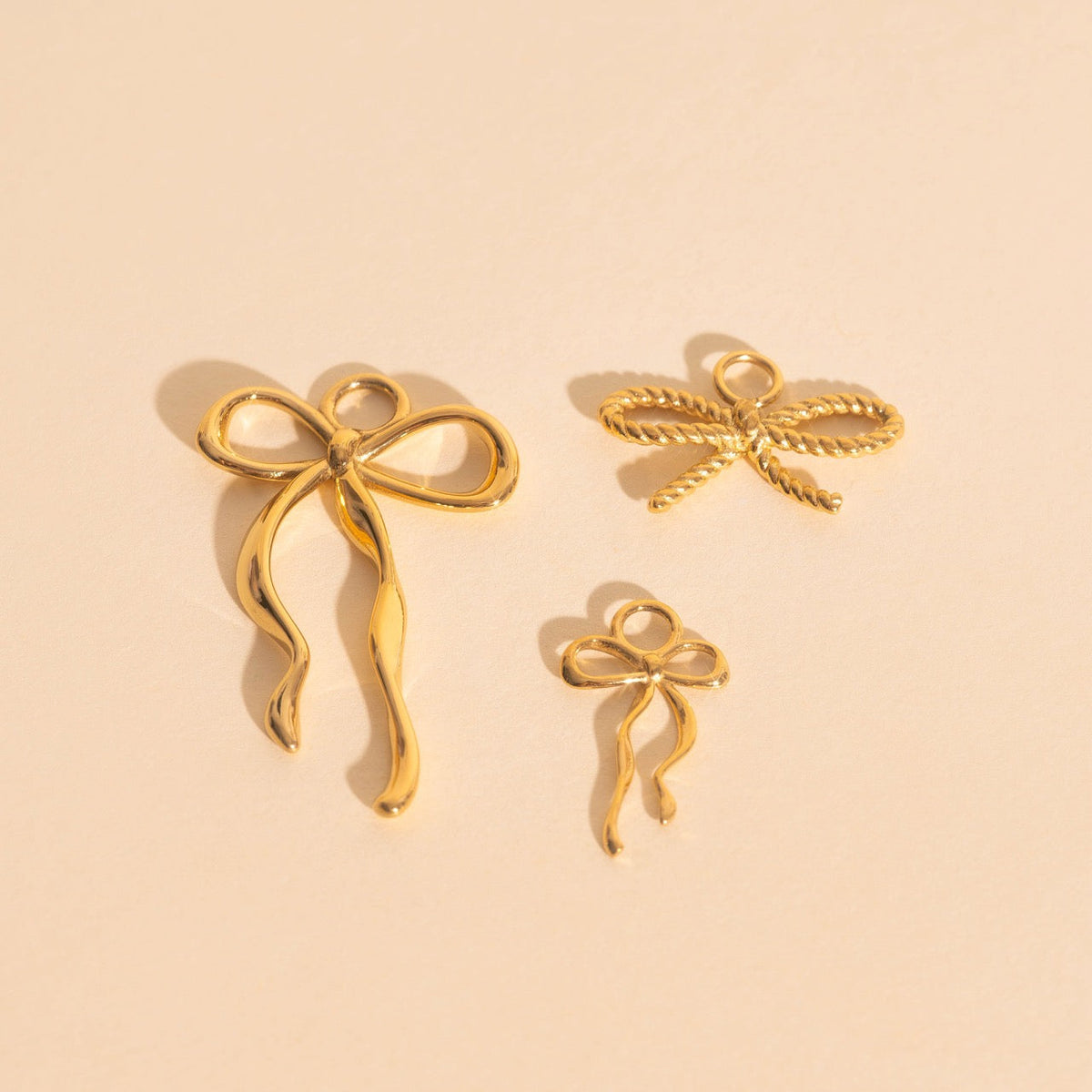 Rope Bow Huggie Hoop Charms