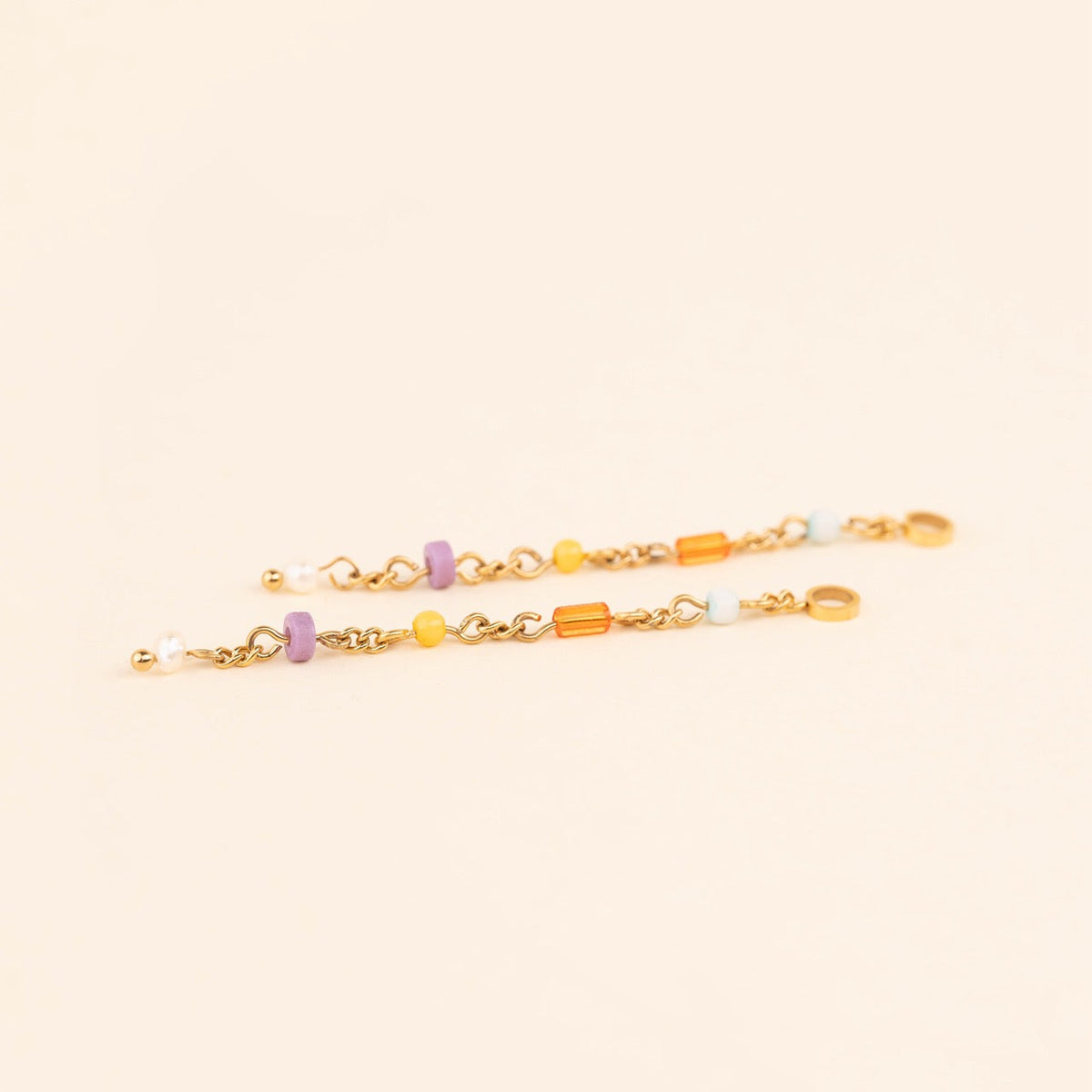 Bead Chain Huggie Hoop Charms