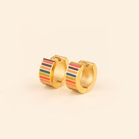 Striped Super Chunky Huggie Hoop Earrings