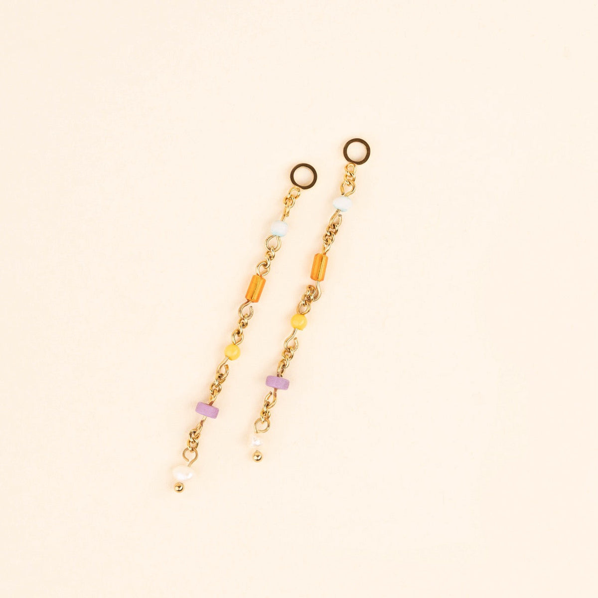 Bead Chain Huggie Hoop Charms