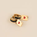 Ace of Hearts Chunky Huggie Hoop Charms 4