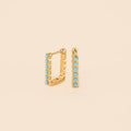 Turquoise Rectangle Huggie Hoop Earrings 1