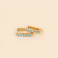 Turquoise Rectangle Huggie Hoop Earrings 2
