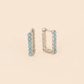 Turquoise Rectangle Huggie Hoop Earrings 4