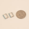 Turquoise Rectangle Huggie Hoop Earrings 7