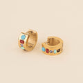 Gemstone Super Chunky Huggie Hoop Earrings 1
