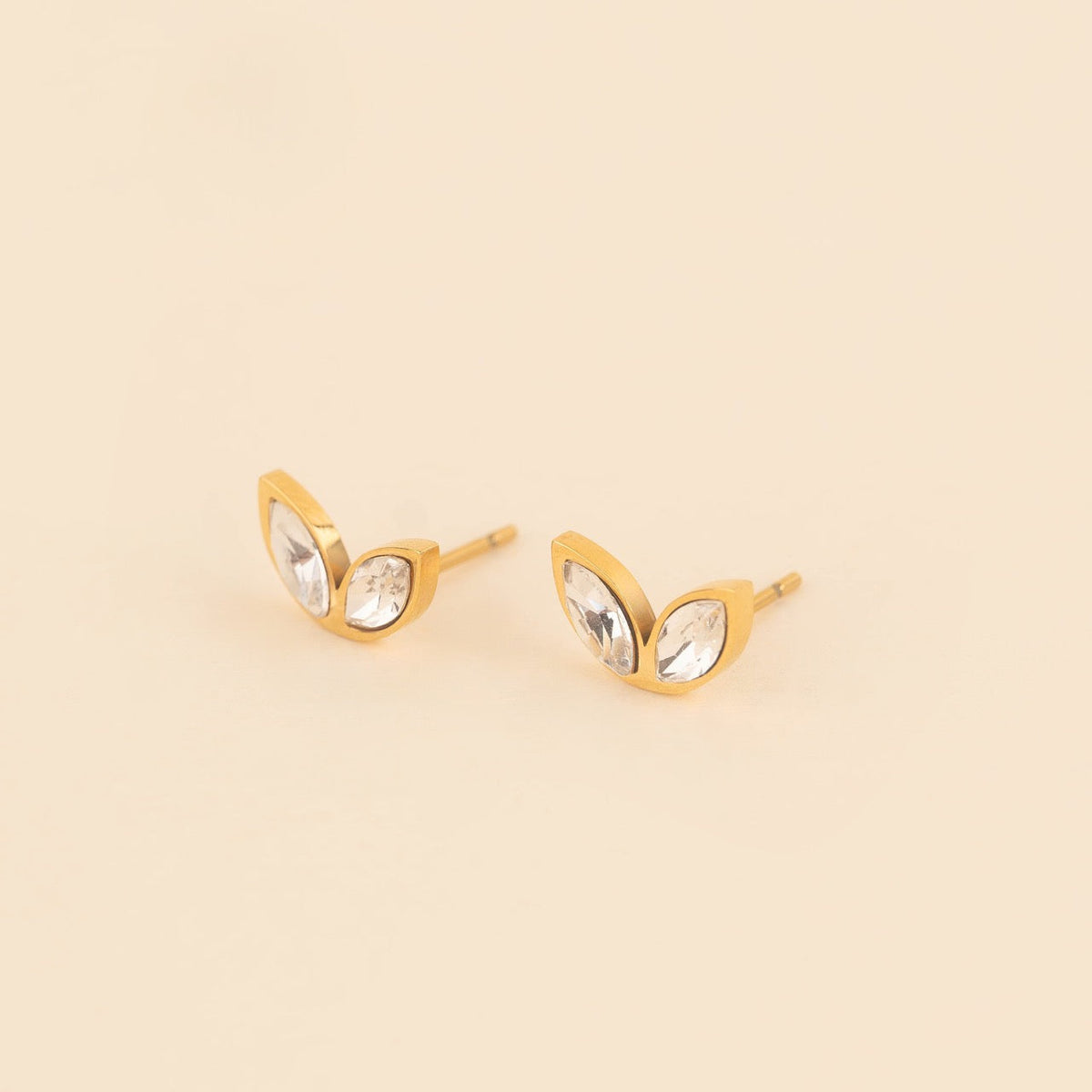 Crystal Leaf Stud Earrings