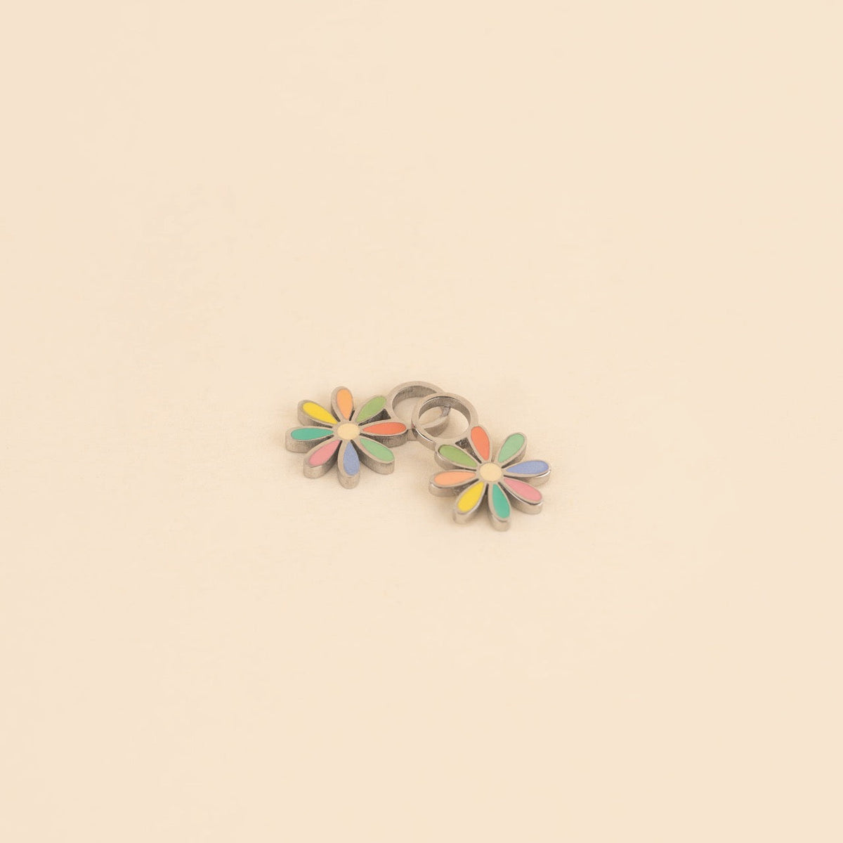 Rainbow Daisy Huggie Hoop Charms