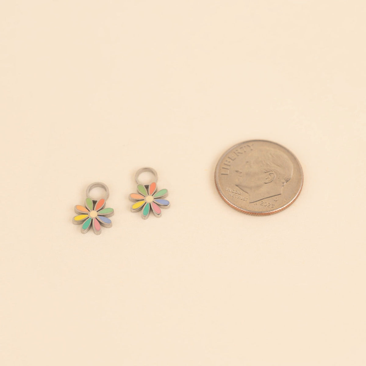 Rainbow Daisy Huggie Hoop Charms