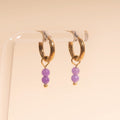 Lavender Bead Drop Huggie Hoop Charms 2