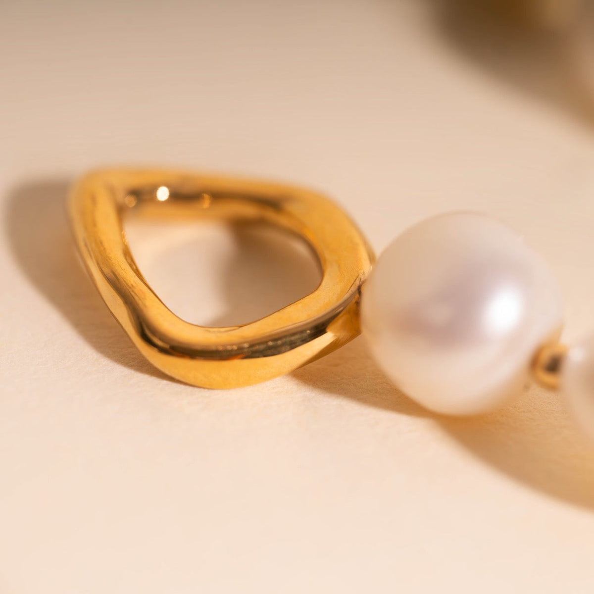 Ripple Pearl Huggie Hoop Charms