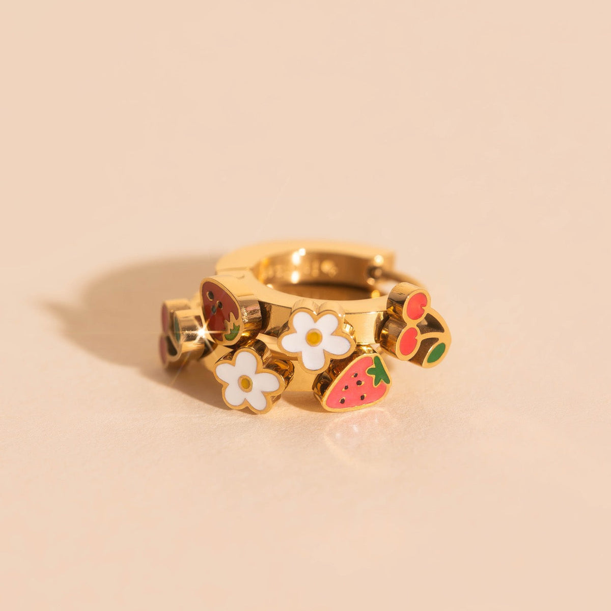 Berry Sweet 3D Huggie Hoop Earrings