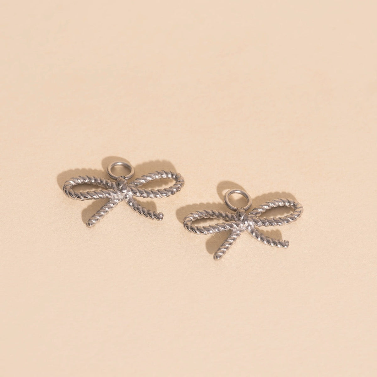 Rope Bow Huggie Hoop Charms