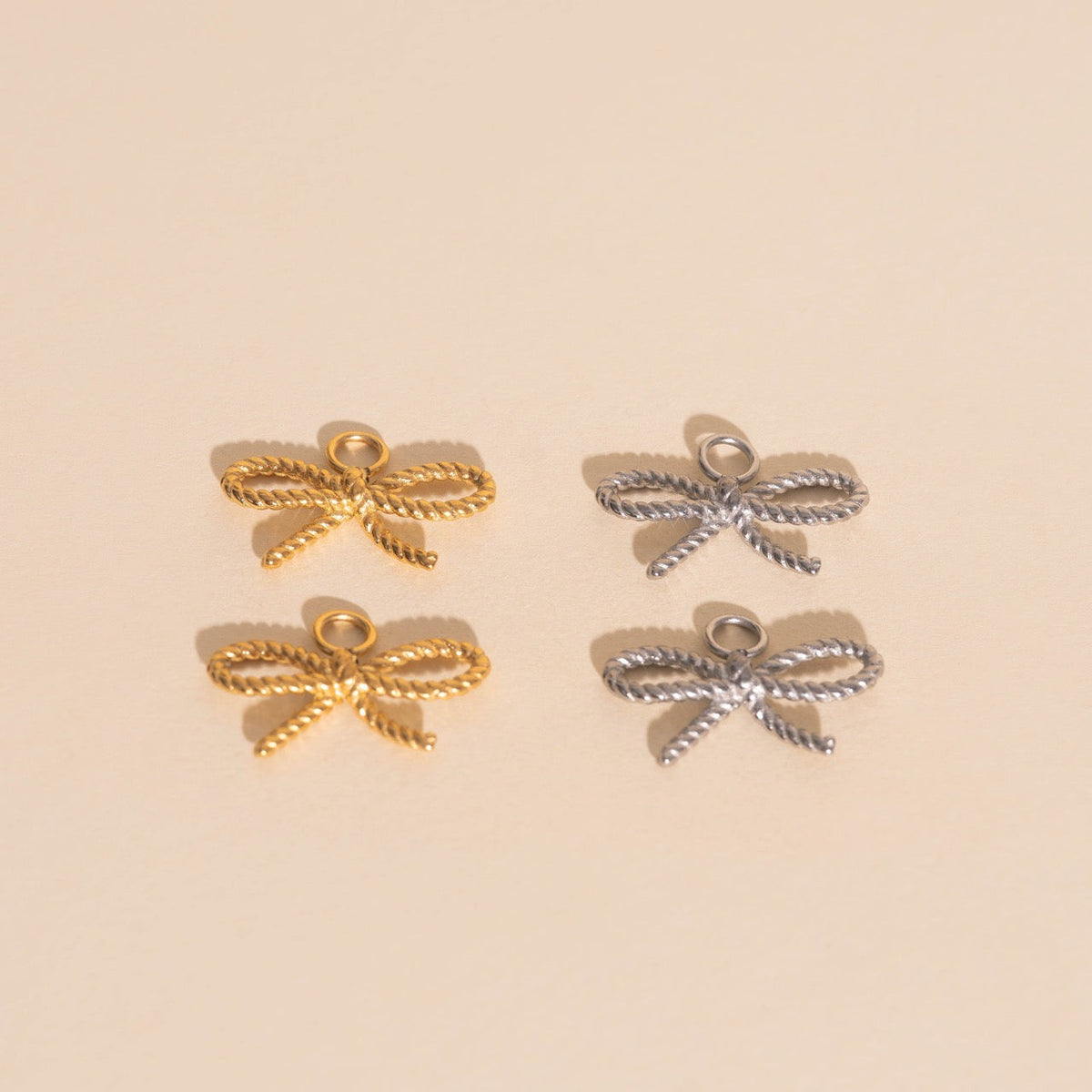 Rope Bow Huggie Hoop Charms