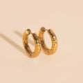 Hammered Chunky Rounded Huggie Hoop Earrings 1