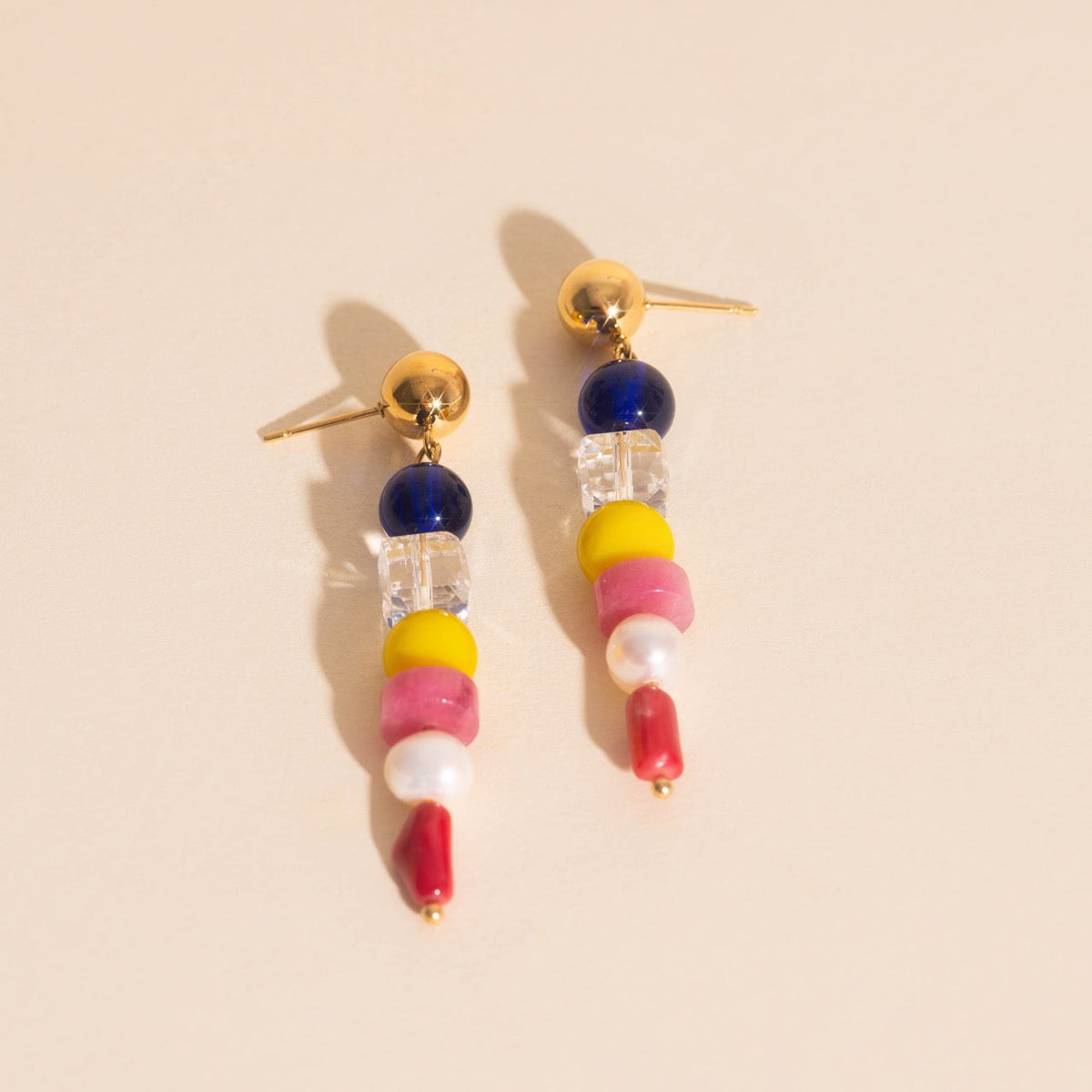 Sea Glass Dangle Stud Earrings