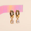 Crystal Pear Huggie Hoop Charms 6