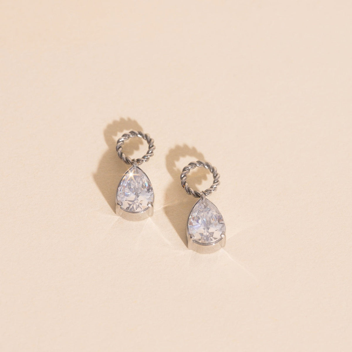 Crystal Pear Huggie Hoop Charms