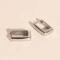 Chunky Rounded Rectangle Huggie Hoop Earrings 8
