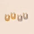 Chunky Rounded Rectangle Huggie Hoop Earrings 9