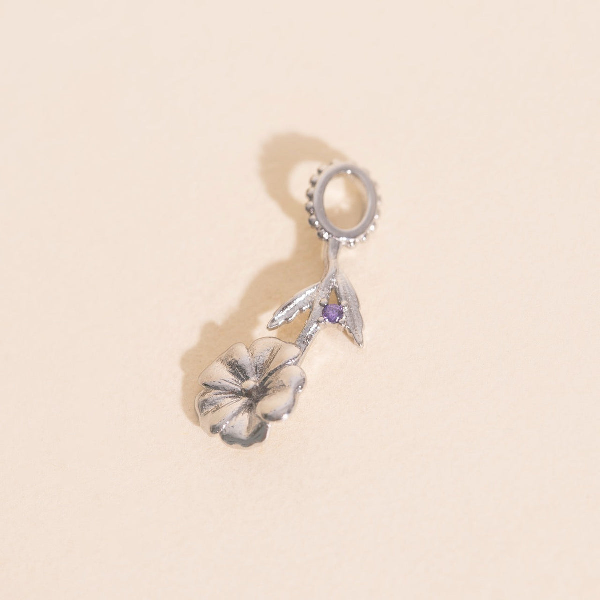 February Violet Birth Flower Necklace Charm