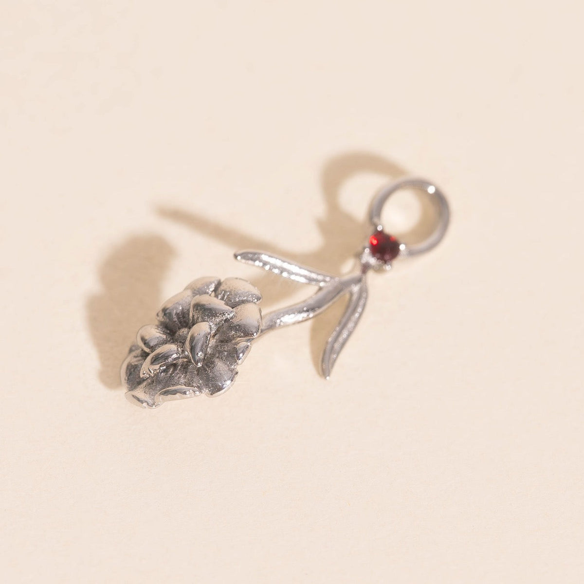 January Carnation Birth Flower Necklace Charm
