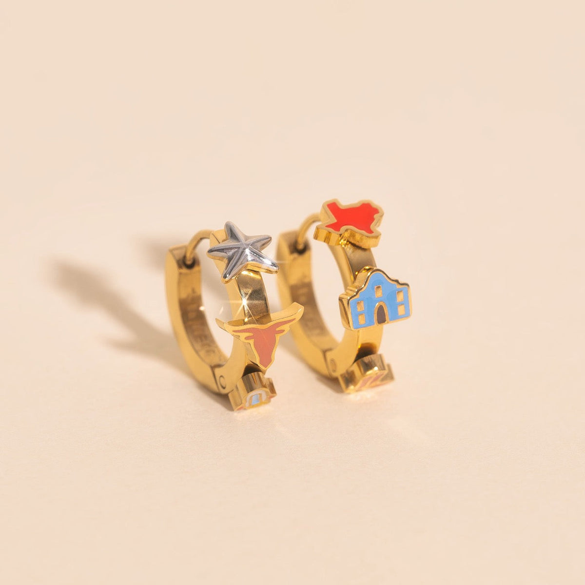 Texas 3D Huggie Hoop Earrings