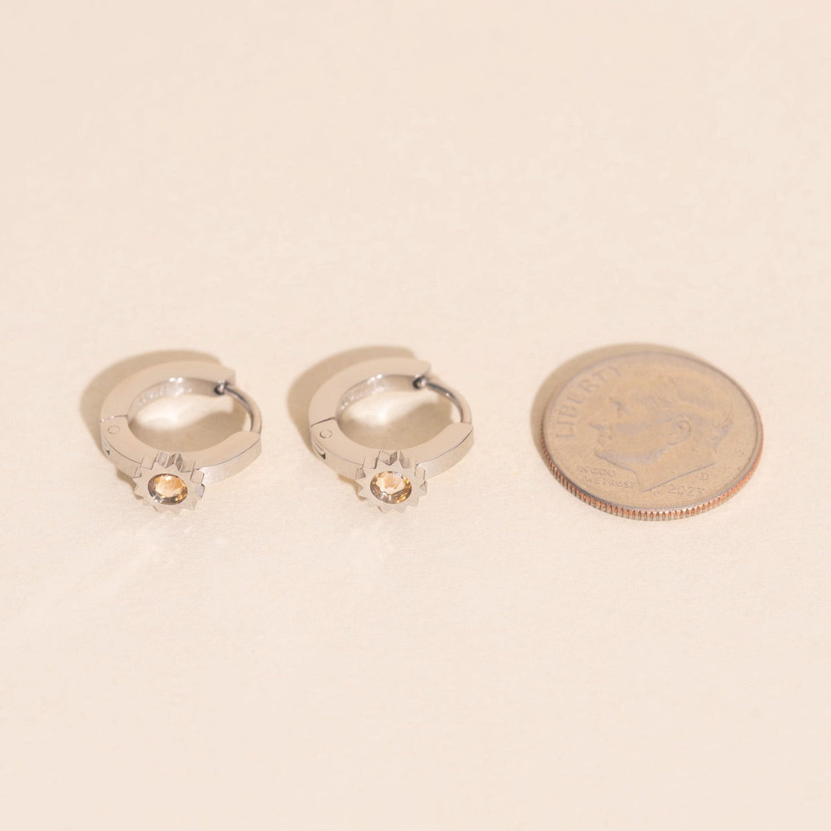 Sun 3D Huggie Hoop Earrings