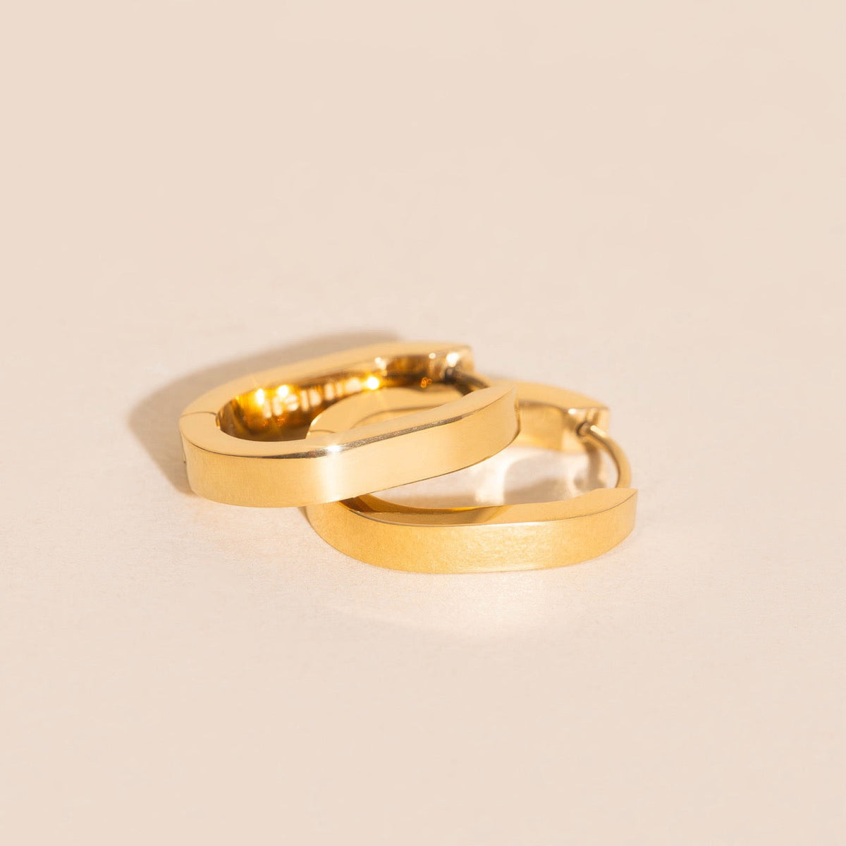 Smooth Oblong Huggie Hoop Earrings