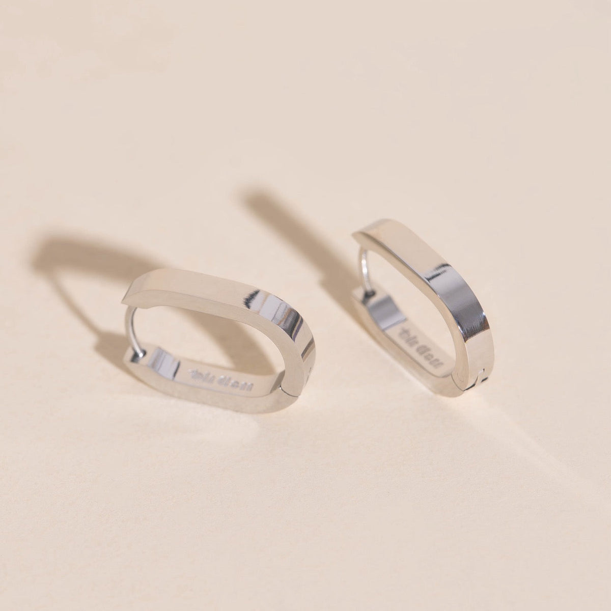 Smooth Oblong Huggie Hoop Earrings
