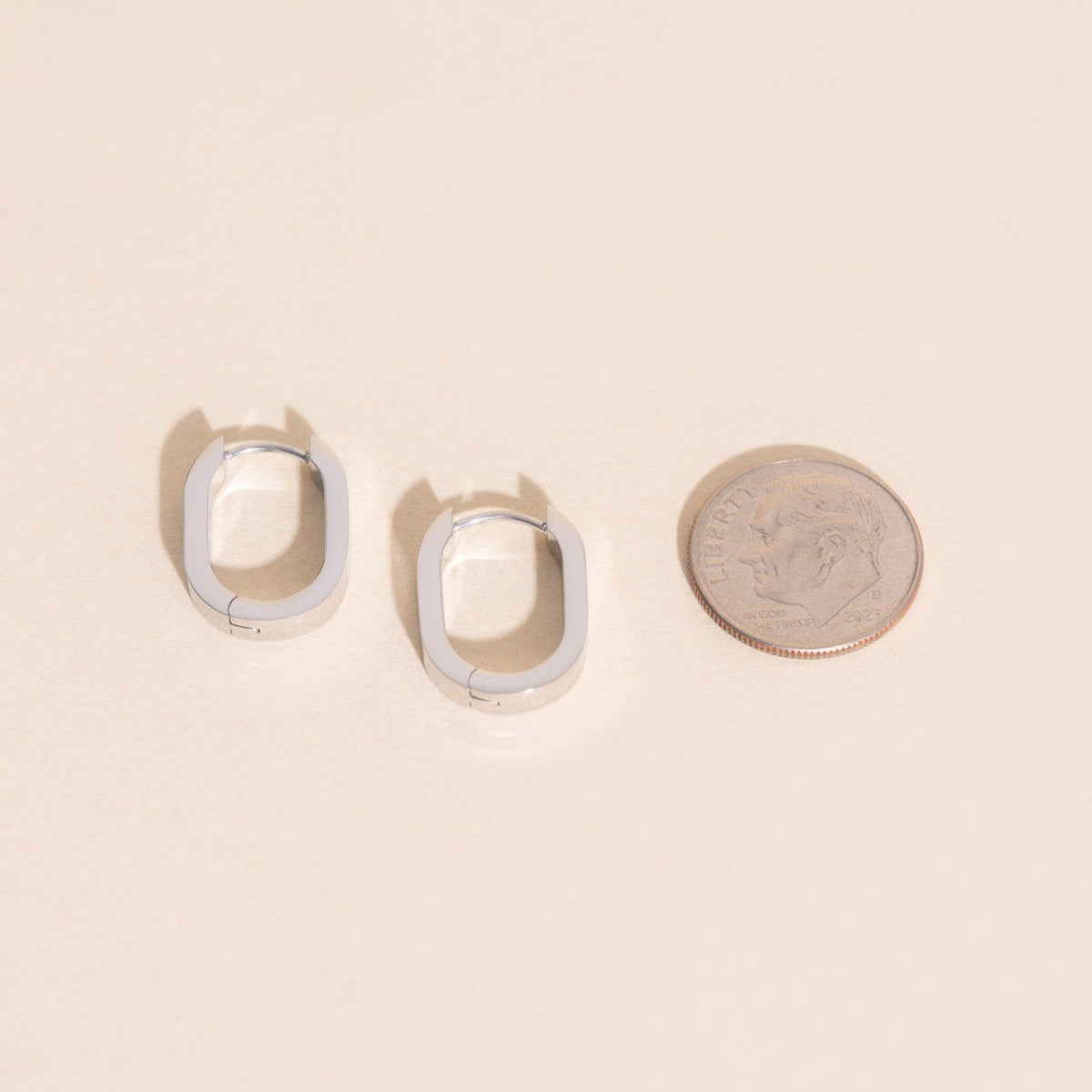 Smooth Oblong Huggie Hoop Earrings