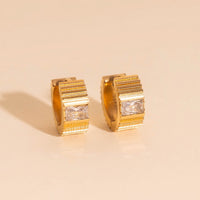 Textured Crystal Super Chunky Huggie Hoop Earrings