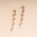 Pearl Dangle Chain Stud Earrings 2