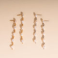 Pearl Dangle Chain Stud Earrings 9