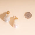 Jumbo Baroque Natural Pearl Huggie Hoop Charms 8