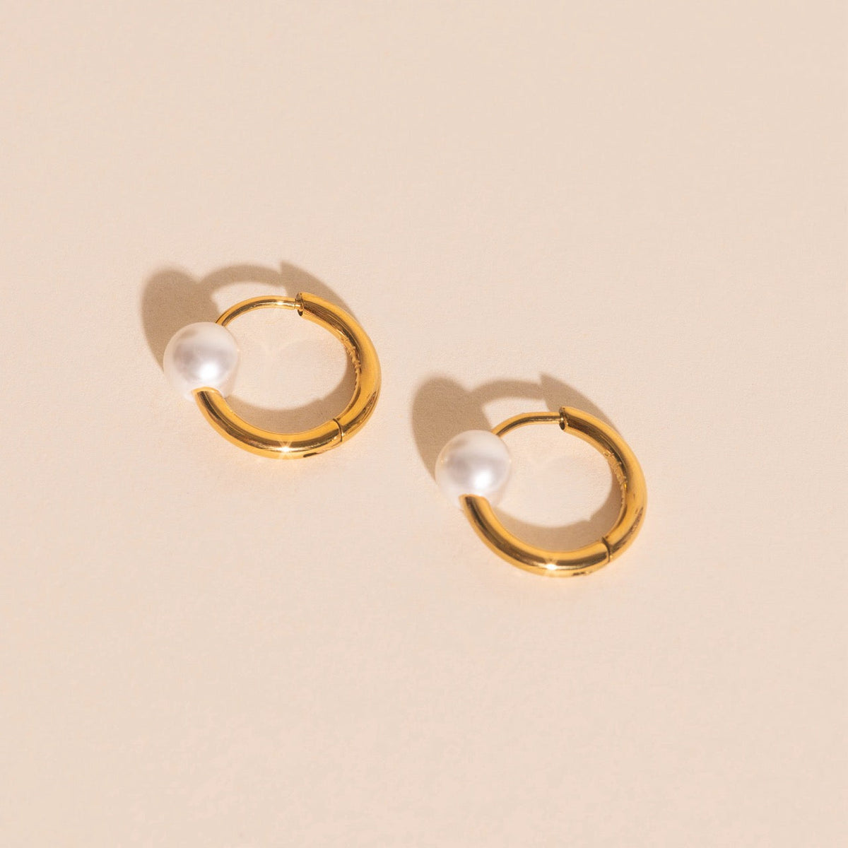 Pearl Huggie Hoop Earrings