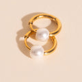 Pearl Huggie Hoop Earrings 2