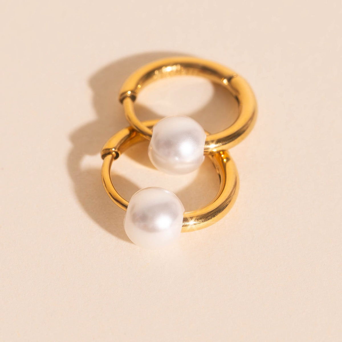 Pearl Huggie Hoop Earrings